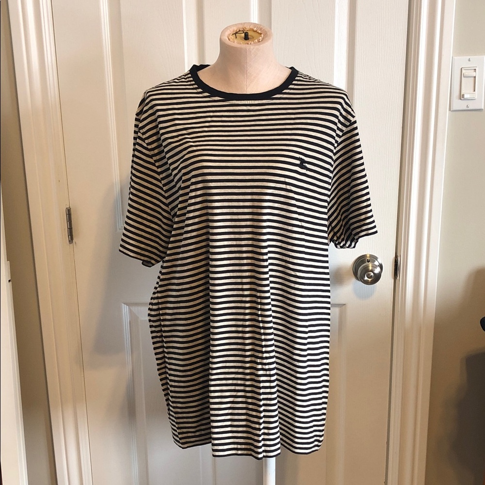 Burberry Black and White Striped Tee XXL